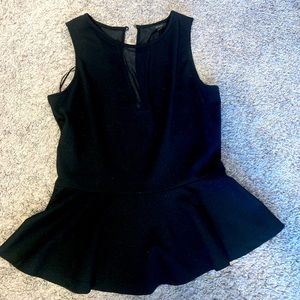 GUESS Peplum black top with Sheer V